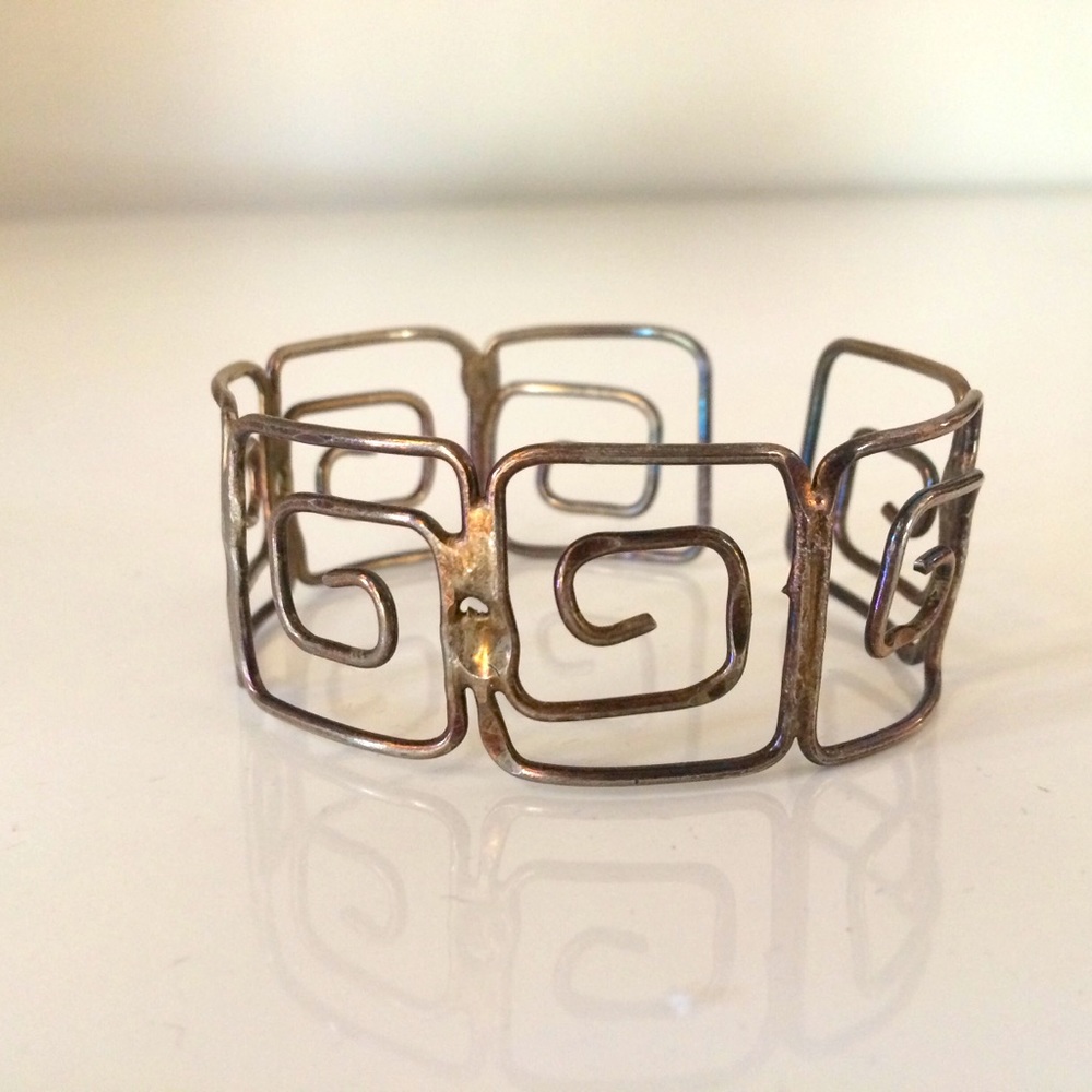 Copper color Cuff bracelet handmade MCM 7.5” adjustable metal